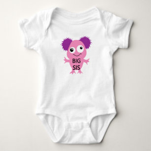 Body Para Bebê Irmã Grande Rosa Monstro