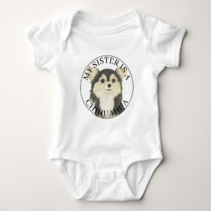 Body Para Bebê Irmã Mais Velha Chihuahua Tricolor de Cabelo Longo