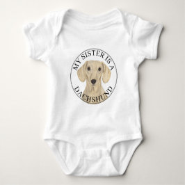 Body Para Bebê Irmã Mais Velha Dachshund Creme Lisa