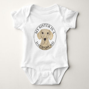 Body Para Bebê Irmã Mais Velha Dachshund Creme Lisa