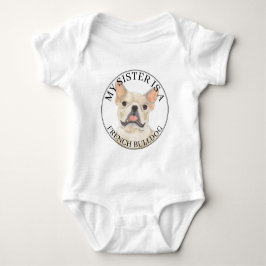 Body Para Bebê Irmã Mais Velha de Bulldog Francês Creme Bege