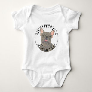 Body Para Bebê Irmã Mais Velha do Bulldog Francês Cinza Azul
