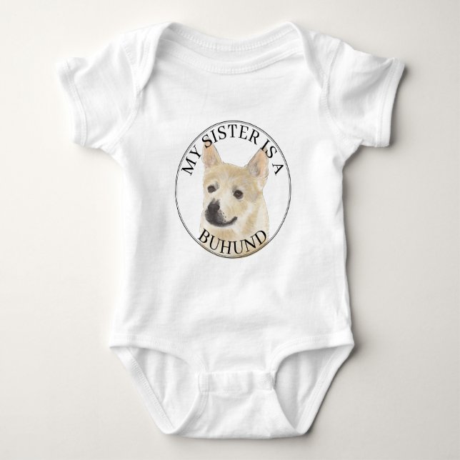 Body Para Bebê Irmã Mais Velha do Cão Norwegian Buhund (Frente)