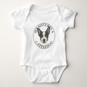Body Para Bebê Irmã Mais Velha do Cattledog Heeler Preto e Branco