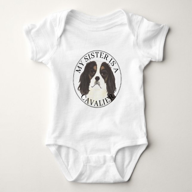 Body Para Bebê Irmã Mais Velha do Cavalier King Charles Spaniel T (Frente)