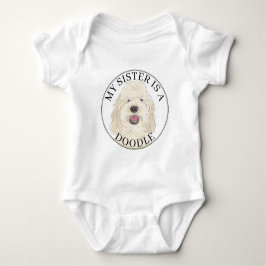 Body Para Bebê Irmã Mais Velha Doodle Dourada Creme Branco