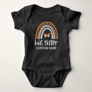 Body Para Bebê Irmã Mais Velha Personalizada Boho Arco-íris & Bor