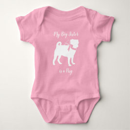 Body Para Bebê Irmã Mais Velha Pug Cachorro