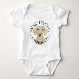 Body Para Bebê Irmão Mais Velho Cachorro Dachshund Creme Liso