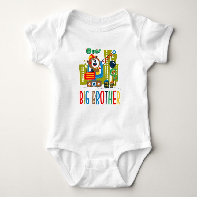 Body Para Bebê Irmão Mais Velho de Construção Personalizado (Frente)