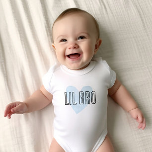 Body Para Bebê Irmãozinho Coração Azul Correspondência de Irmãos 