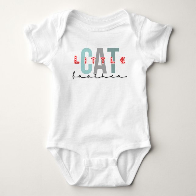 Body Para Bebê Irmãozinho gato design fofo (Frente)