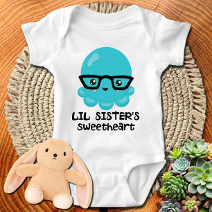 Body Para Bebê Irmãzinha Querida Kawaii Polvo Azul