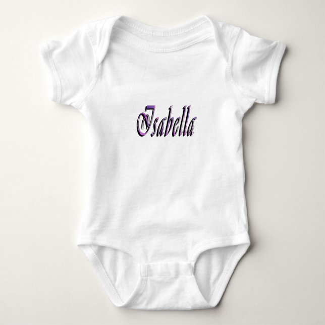 Body Para Bebê Isabella Nome em Roxo e Rosa, (Frente)