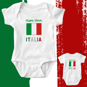 Body Para Bebê Italia e Bandiera Italiana Green Personalização 