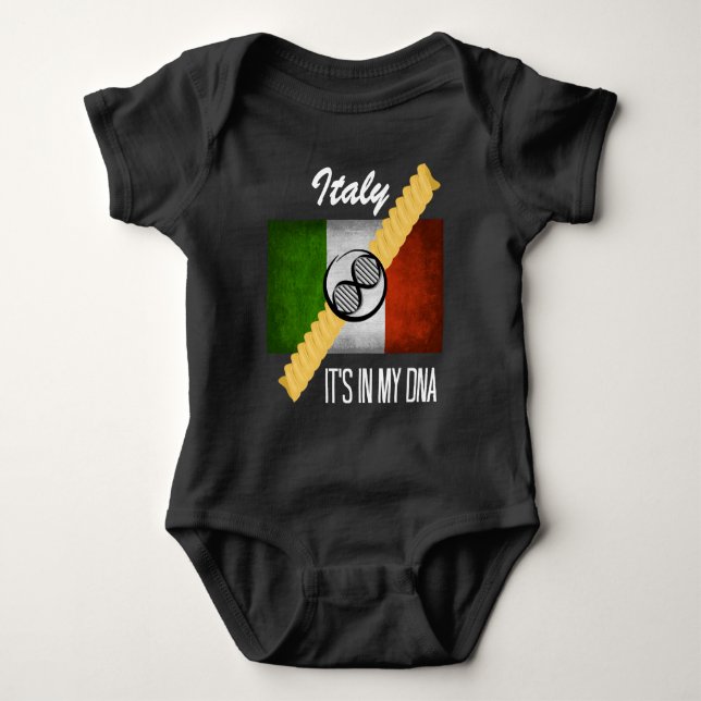 Body Para Bebê Itália Está no meu DNA Molécula Bandeira Italiana  (Frente)