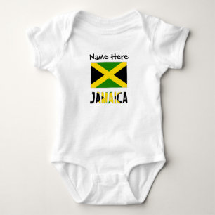 Body Para Bebê Jamaica e Bandeira Jamaicana com o Seu Nome