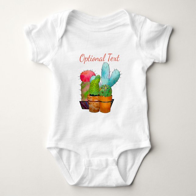 Body Para Bebê Jardim Colorido de Cactus (Frente)