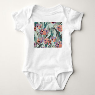 Body Para Bebê Jardim das Tulipas: Flores Grandes Vintage