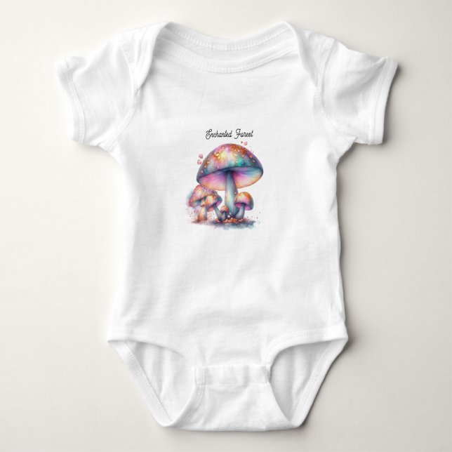 Body Para Bebê Jardim de Contos de Fadas Encantado Cogumelo  (Frente)