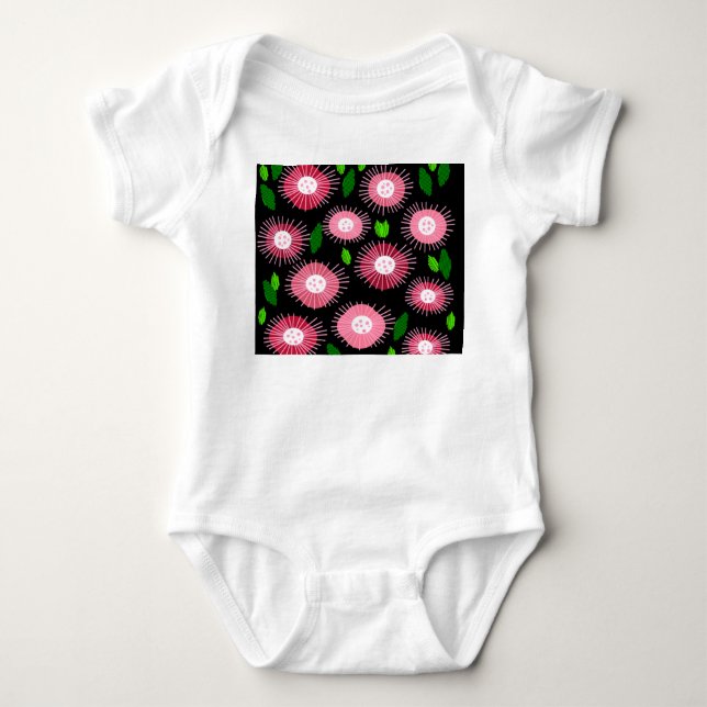 Body Para Bebê Jardim de Flores Escandinavas (Frente)