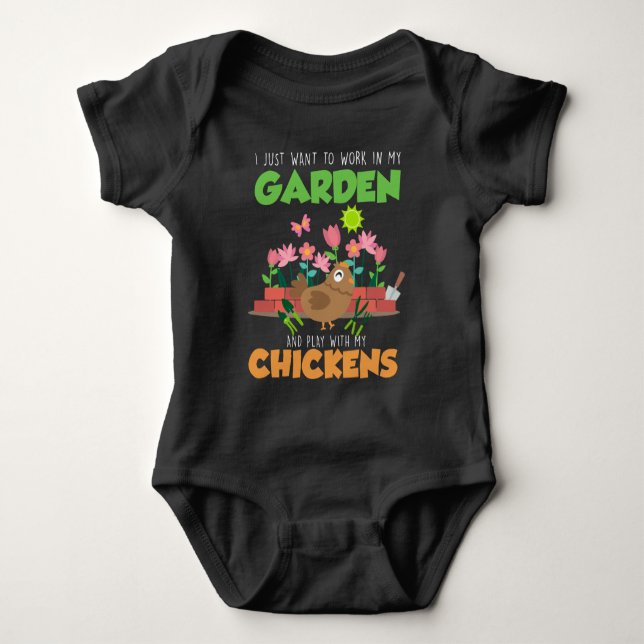 Body Para Bebê Jardim e Fazenda de frango (Frente)