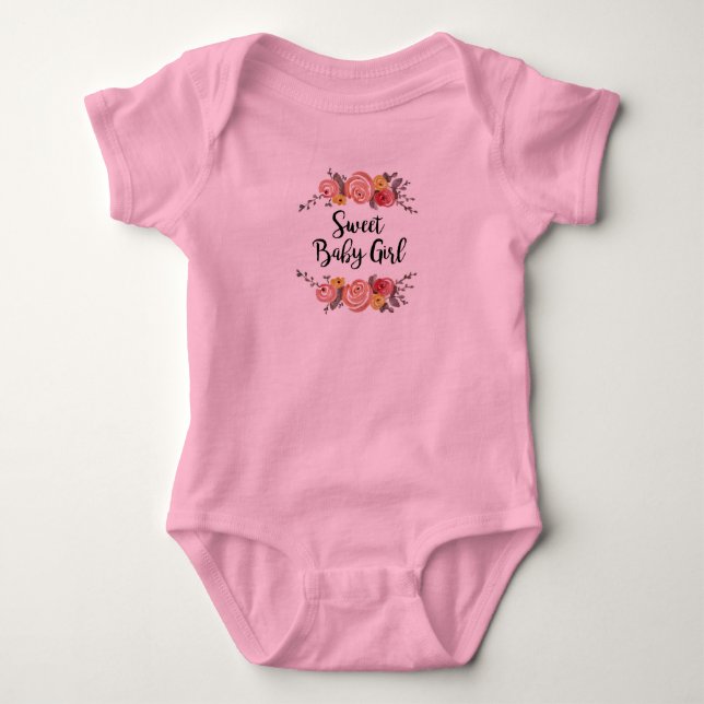 Body Para Bebê Jardim Floral De Bebê Doce (Frente)