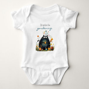Body Para Bebê Jardineira Gatos Caprichosos "Eu Preferiria Estar
