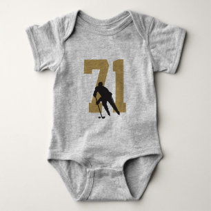 Body Para Bebê Jérsei dourado personalizado do número do jogado