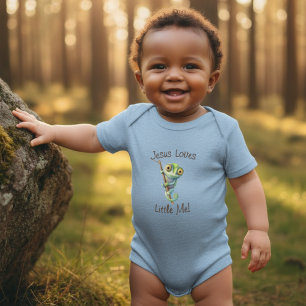 Body Para Bebê Jesus Ama a Mim Menino Menina Lagarto Olhos Grande