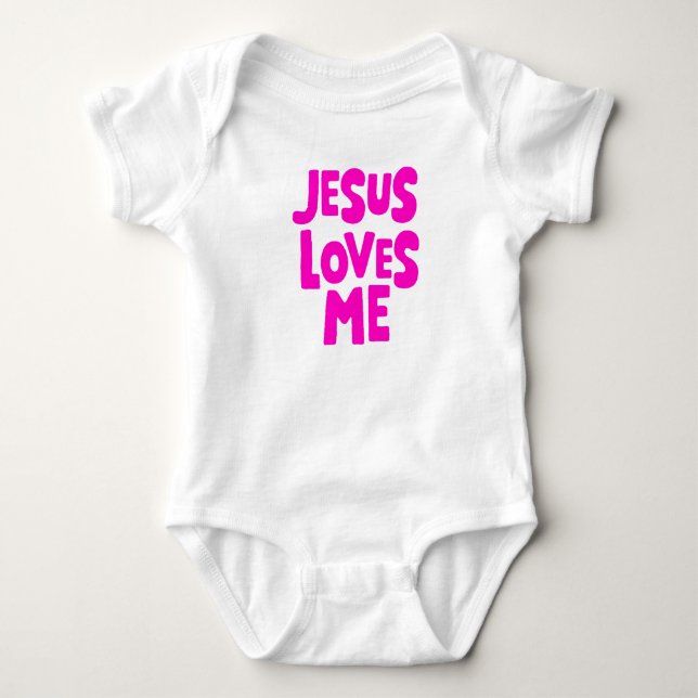 Body Para Bebê "Jesus me ama", doce e rosa simples (Frente)