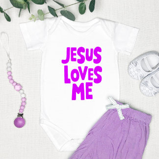 Body Para Bebê "Jesus me ama" doce e simples roxo