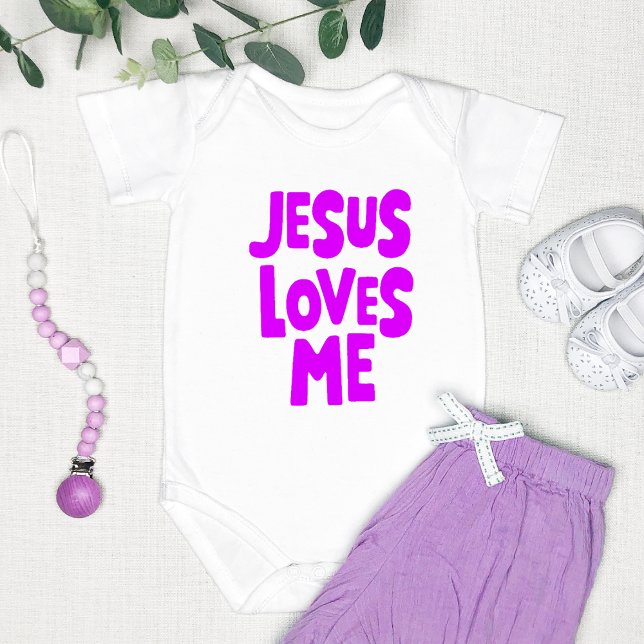 Body Para Bebê "Jesus me ama" doce e simples roxo (Criador carregado)