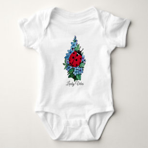 Body Para Bebê Joaninha bonito da aguarela com as flores