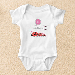 Body Para Bebê Joaninhas adicionar nome preto e rosa