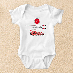 Body Para Bebê Joaninhas adicionar nome preto e vermelho