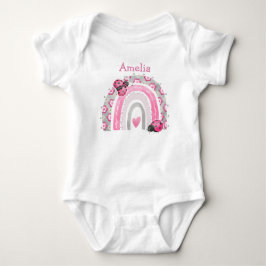 Body Para Bebê Joaninhas Rosa com Bodysuit de Bebê Arco-íris