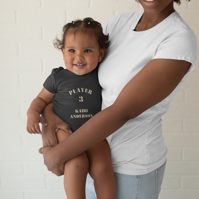 Body Para Bebê Jogador 3 com Namen e Número (em areia) (Criador carregado)