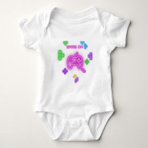 Body Para Bebê Jogo ligado neon, rosa, verde, azul, & bebê gamer 