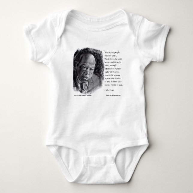 Body Para Bebê John Lewis & Citação Retrato Bonito  (Frente)