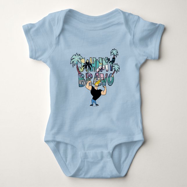 Body Para Bebê Johnny Bravo Palm Tree Name (Frente)