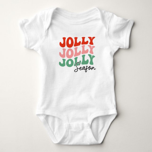 Body Para Bebê Jolly Jolly Jolly Season Retro Holiday Typografia (Frente)