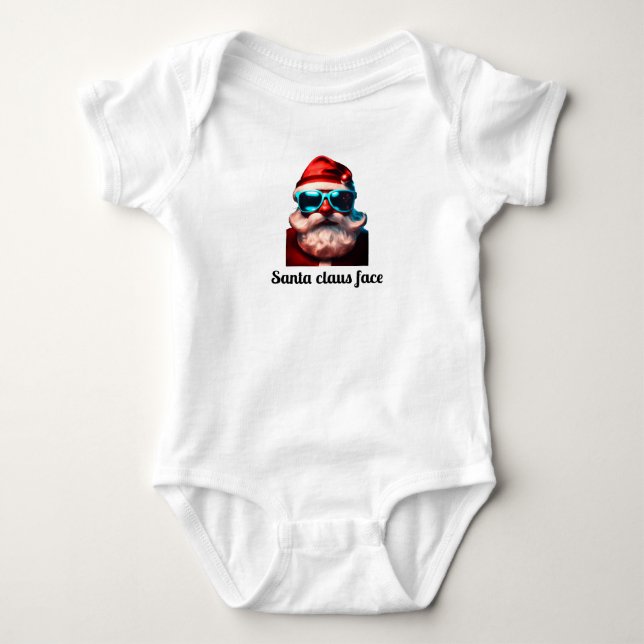 Body Para Bebê Jolly Santa Claus Face Design Tee - Cristo Festivo (Frente)