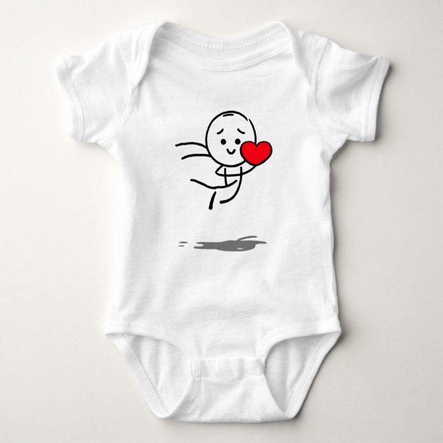 Body Para Bebê Joyful Love Stickman Heart Leap Graphic Tee (Frente)