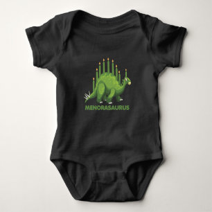 Body Para Bebê Judeu Hanukkah Dinossauro Menorah Judeu Dino Fãs