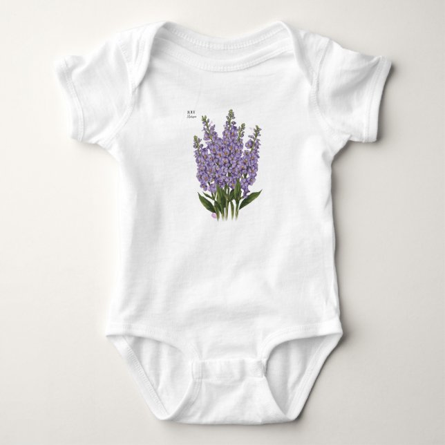 Body Para Bebê Julho Larkspur Bloom - Presente de Aniversário Per (Frente)