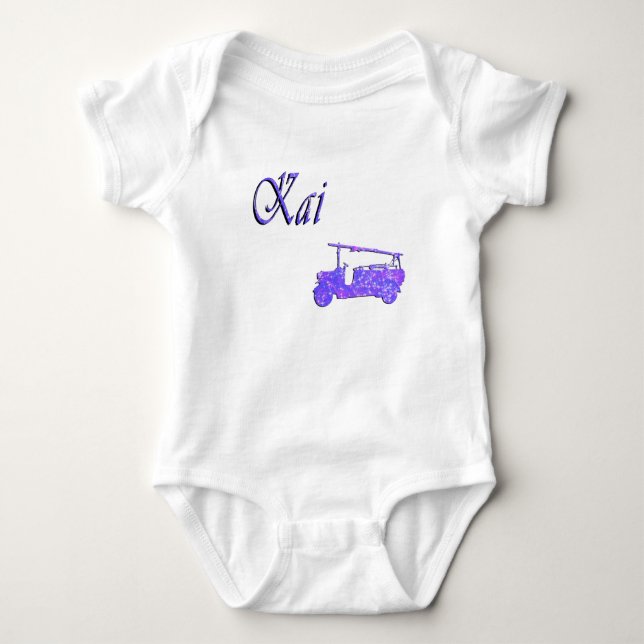 Body Para Bebê Kai, Nome Com Caminhão De Bombeiros, (Frente)