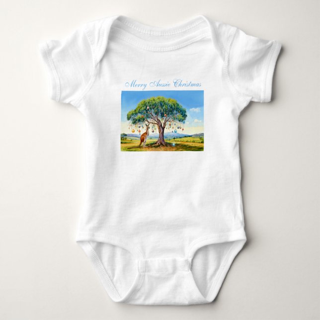 Body Para Bebê Kangaroo debaixo de uma árvore de natal (Frente)