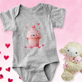Body Para Bebê Kawaii Cupcake With Hearts