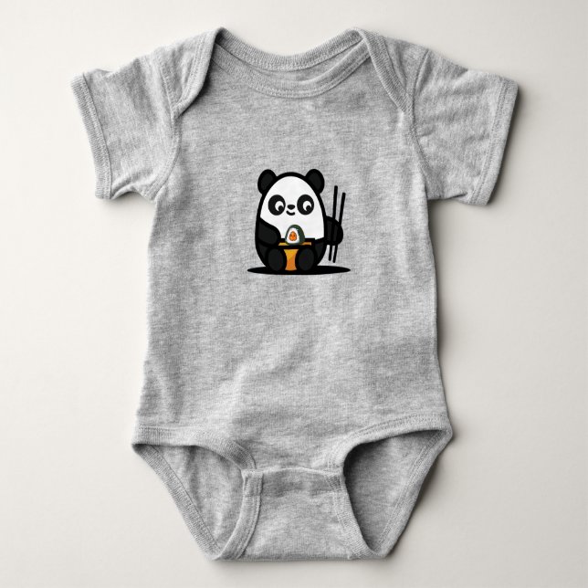 Body Para Bebê Kawaii Cute Sushi Panda (Frente)